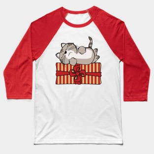 Cat on Gift Package Baseball T-Shirt